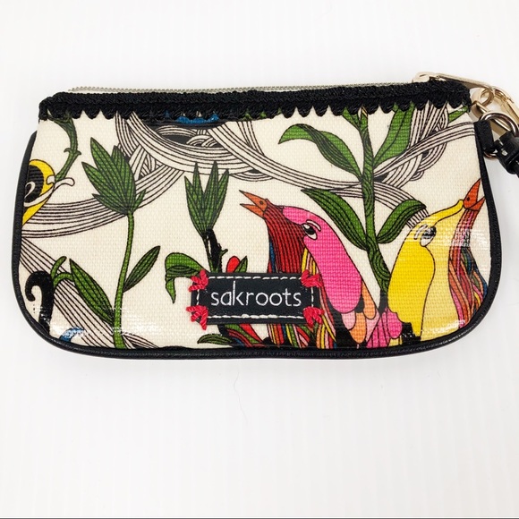 Sakroots Handbags - Sakroots Bird Motif Zip Top Wristlet